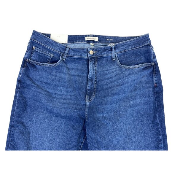 Warp + Weft Womens Blue Denim Flare Jeans Miami High Rise Stretch Sz 22 - New - Picture 3 of 11